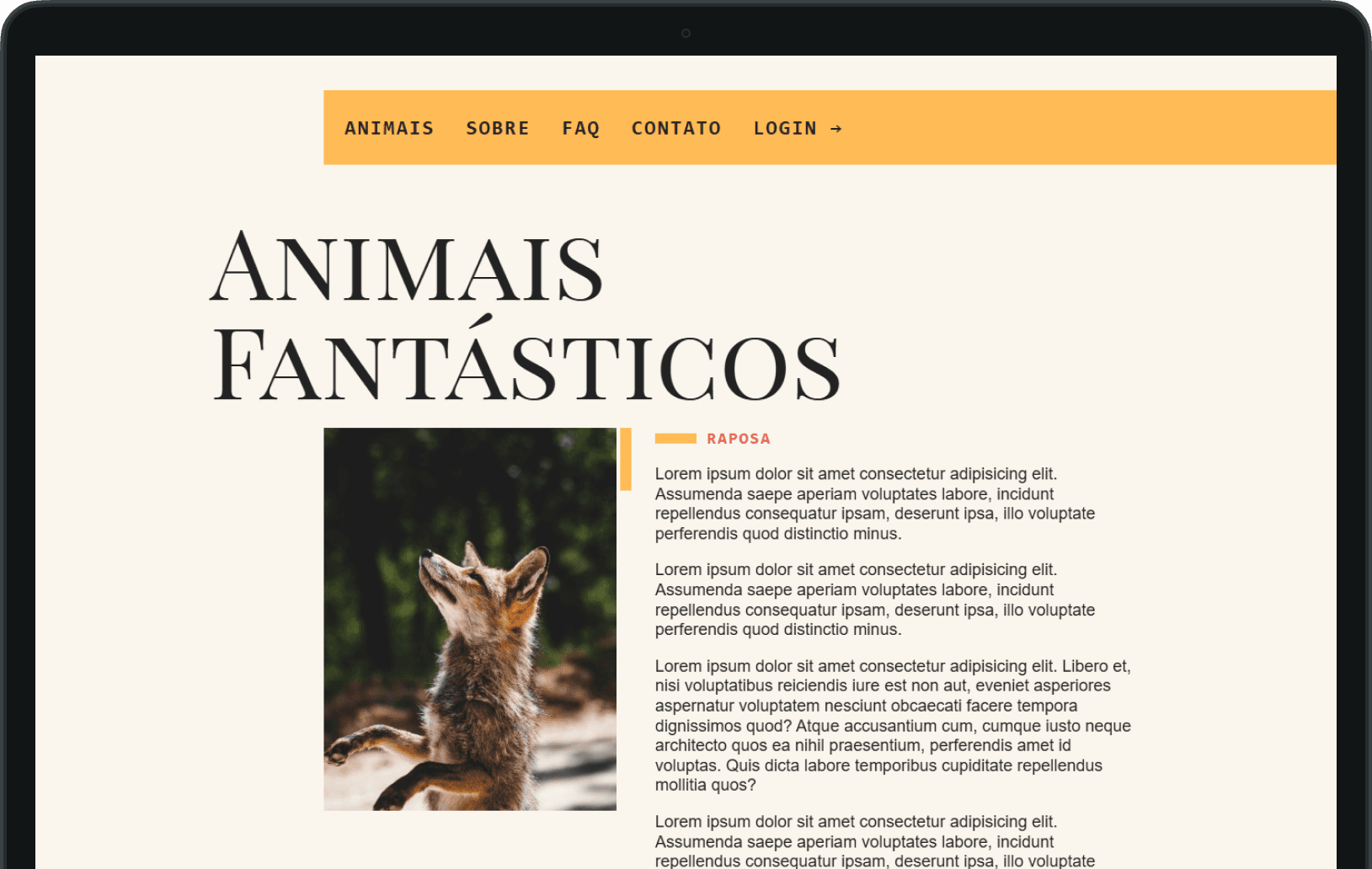 Animais Fantásticos - Landing Page